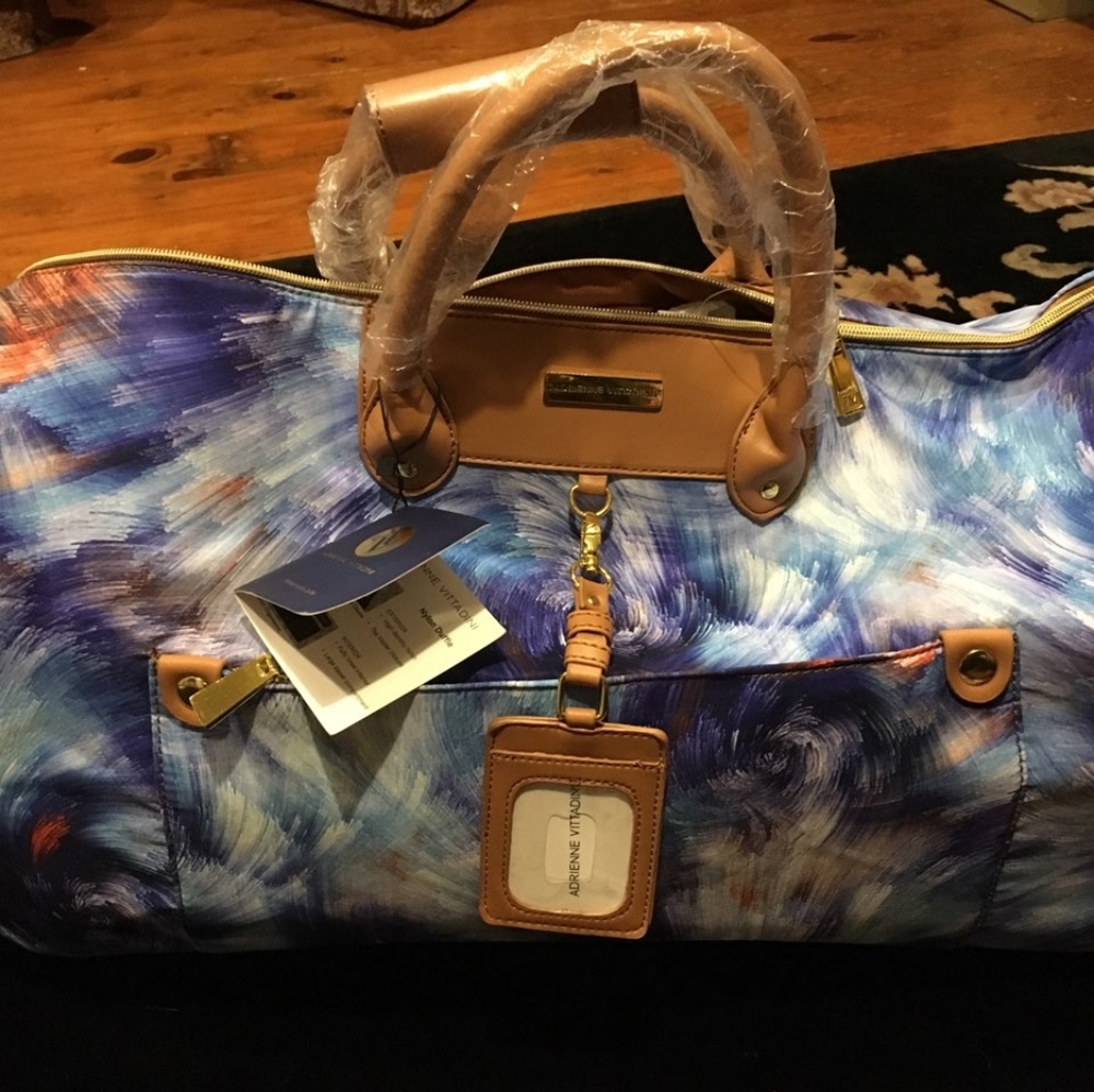 Nwt Adrienne Vittadini Blue Hurricane Duffle Bag